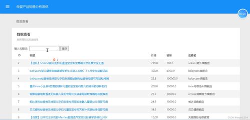 flask 母婴产品销售分析系统